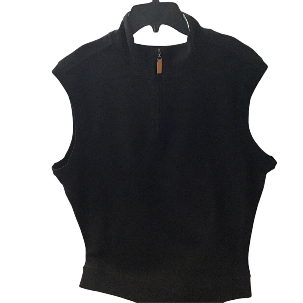 Roundtree & Yorke NWT $65 Sweater Vest V-Neck Pullover XLT Black 1/4 Zip Neck